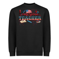 Black American Teacher 4th of July Heavyweight Sweatshirt - CowGirlArtShop