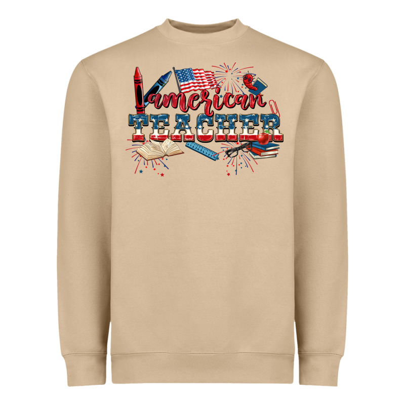 American Teacher 4th Of July Heavyweight Sweatshirt by CowGirlArtShop | Teevron