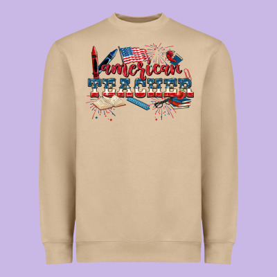 American Teacher 4th Of July Heavyweight Sweatshirt Designed By Cowgirlartshop