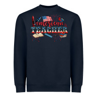 Navy American Teacher 4th of July Heavyweight Sweatshirt - CowGirlArtShop