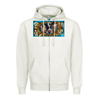 Oatmeal Heather western cow turquoise’s white flowers license plate template Zipper Hoodie - BarkalooDesign