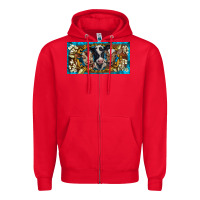 Red western cow turquoise’s white flowers license plate template Zipper Hoodie - BarkalooDesign