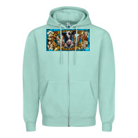 Seafoam western cow turquoise’s white flowers license plate template Zipper Hoodie - BarkalooDesign