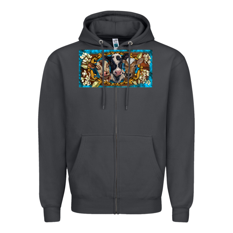 Western Cow Turquoise’s White Flowers License Plate Template Zipper Hoodie by BarkalooDesign | Teevron