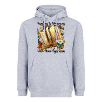 Heather Grey reading is dreaming with your eyes open Heavyweight Hoodie - NancyCooperArtShop