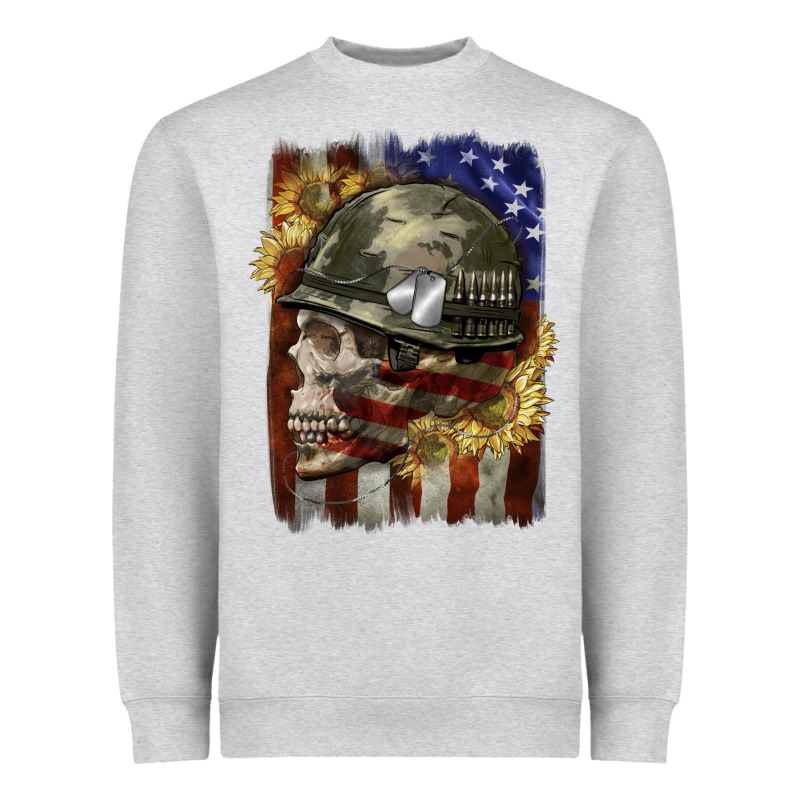 Army Skull 4th Of July Heavyweight Sweatshirt by CowGirlArtShop | Teevron