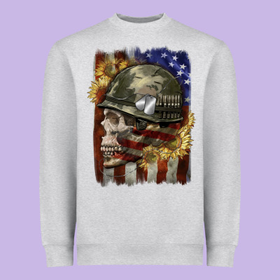 Army Skull 4th Of July Heavyweight Sweatshirt Designed By Cowgirlartshop