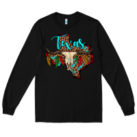 Black bullskull texas map Long Sleeve Tee - JahusDesignShop