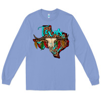 Colony Blue bullskull texas map Long Sleeve Tee - JahusDesignShop