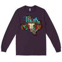 Plum bullskull texas map Long Sleeve Tee - JahusDesignShop
