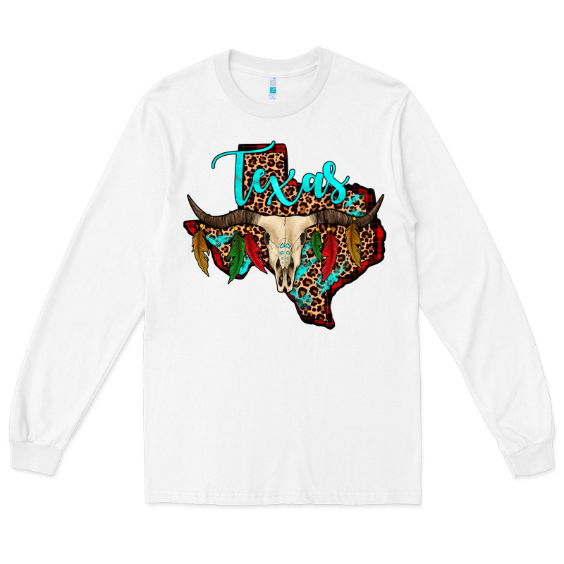 Bullskull Texas Map Long Sleeve Tee by JahusDesignShop | Teevron