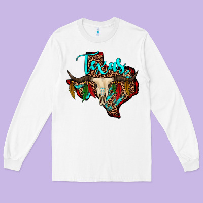 Bullskull Texas Map Long Sleeve Tee Designed By Jahusdesignshop
