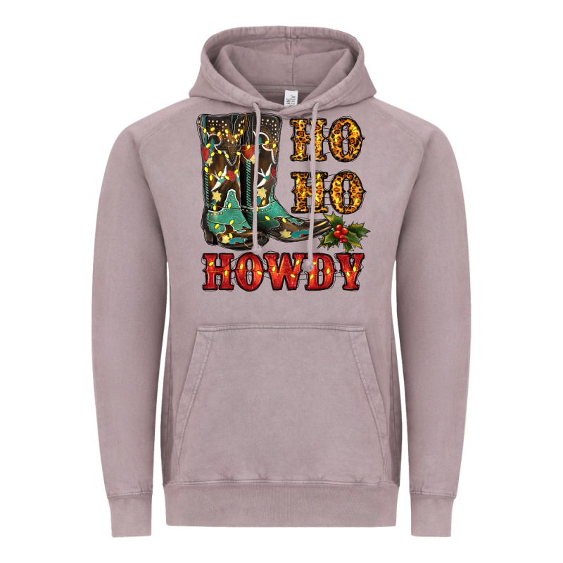 Christmas Cowboy Boots Ho Ho Howdy Vintage Hoodie by RanaPortraitStore | Teevron