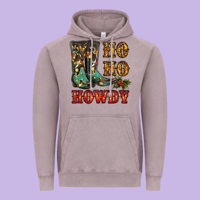 Christmas Cowboy Boots Ho Ho Howdy Vintage Hoodie Designed By Ranaportraitstore