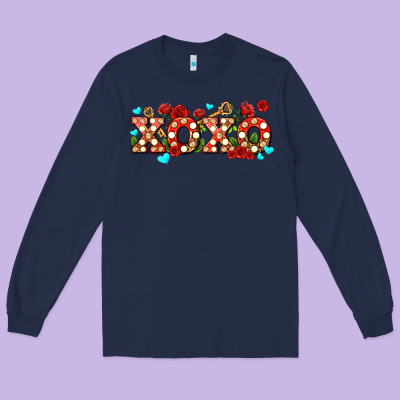 Xoxo Roses And Keys Long Sleeve Tee Designed By Adodesignshop