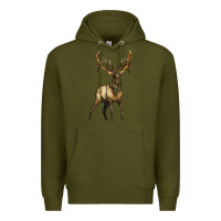 Army Green elk deer Premium Hoodie - LillyAllenDesigns