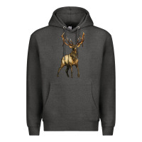 Charcoal Heather elk deer Premium Hoodie - LillyAllenDesigns