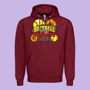 Softball Is My Favorite Season Zipper Hoodie Designed By Lillyallendesigns