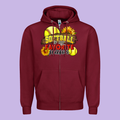 Softball Is My Favorite Season Zipper Hoodie Designed By Lillyallendesigns