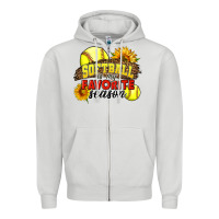 Dove Grey Softball Is My Favorite Season Zipper Hoodie - LillyAllenDesigns