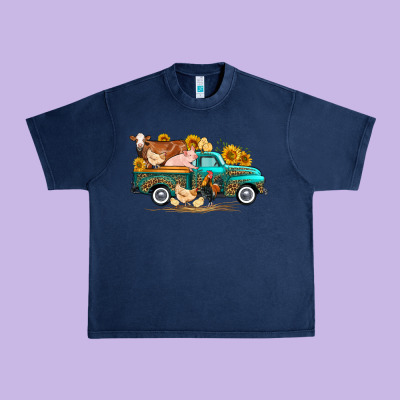 Western Farm Truck Farm Animals Urban Heavy Tee Designed By Fadigitalartstudio