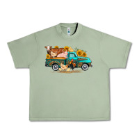 Oil Green western farm truck farm animals Urban Heavy Tee - FaDigitalArtStudio