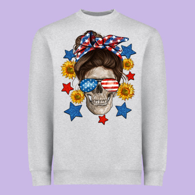 American Mom Skull Heavyweight Sweatshirt Designed By Neo Western