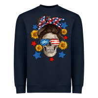 Navy American mom skull Heavyweight Sweatshirt - Neo Western