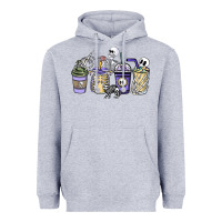 Heather Grey skeleton coffee cups Heavyweight Hoodie - NancyCooperArtShop