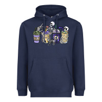 Navy skeleton coffee cups Heavyweight Hoodie - NancyCooperArtShop