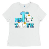 White my first tooth with teeth Ladies Tee - AdoDesignShop