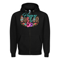 Black happy easter western floral serape leopard Zipper Hoodie - Jasminsmagicworld