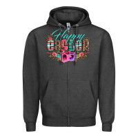 Charcoal Heather happy easter western floral serape leopard Zipper Hoodie - Jasminsmagicworld