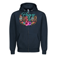 Navy happy easter western floral serape leopard Zipper Hoodie - Jasminsmagicworld