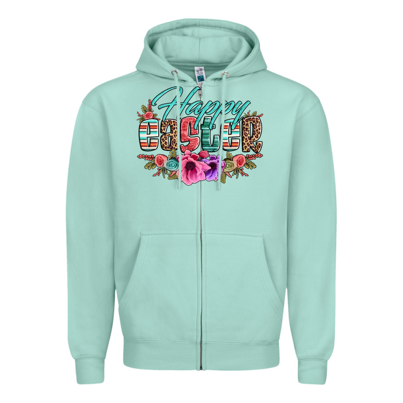 Happy Easter Western Floral Serape Leopard Zipper Hoodie by Jasminsmagicworld | Teevron