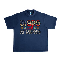 Navy stars and stripes Urban Heavy Tee - CowhideDigitalArt