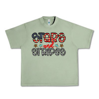 Oil Green stars and stripes Urban Heavy Tee - CowhideDigitalArt