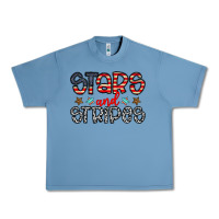 Pebble Blue stars and stripes Urban Heavy Tee - CowhideDigitalArt