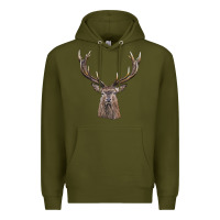 Army Green elk deer head Premium Hoodie - LillyAllenDesigns