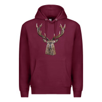 Burgundy elk deer head Premium Hoodie - LillyAllenDesigns