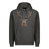 Charcoal Heather elk deer head Premium Hoodie - LillyAllenDesigns