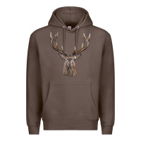 Coffee elk deer head Premium Hoodie - LillyAllenDesigns