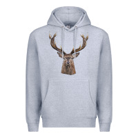 Heather Grey elk deer head Premium Hoodie - LillyAllenDesigns