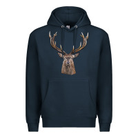 Navy elk deer head Premium Hoodie - LillyAllenDesigns
