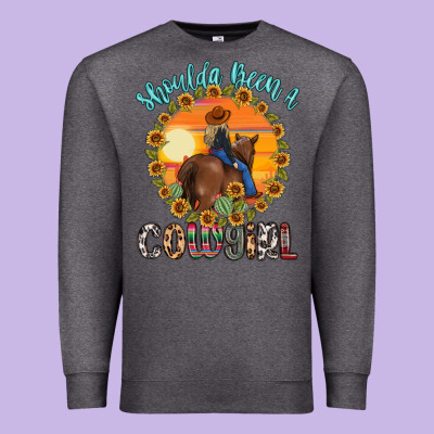 Shoulda Been A Cowgirl Premium Sweatshirt Designed By Maliassmallbusiness