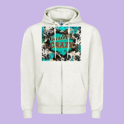 Western Beautiful Crazy Zipper Hoodie Designed By Barkaloodesign