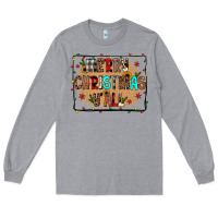 Heather Grey merry christmas y'all Long Sleeve Tee - JahusDesignShop