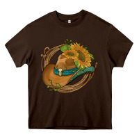 Chocolate Brown western hat with sunflowers and rope Heavy Core Tee - Artiststas
