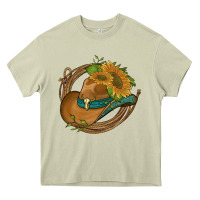 Western Hat With Sunflowers And Rope Heavy Core Tee | Teevron
