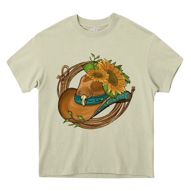 Western Hat With Sunflowers And Rope Heavy Core Tee by Artiststas | Teevron